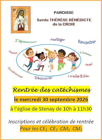 Rentrée des cathéchisme le mercredi 30 septembre
